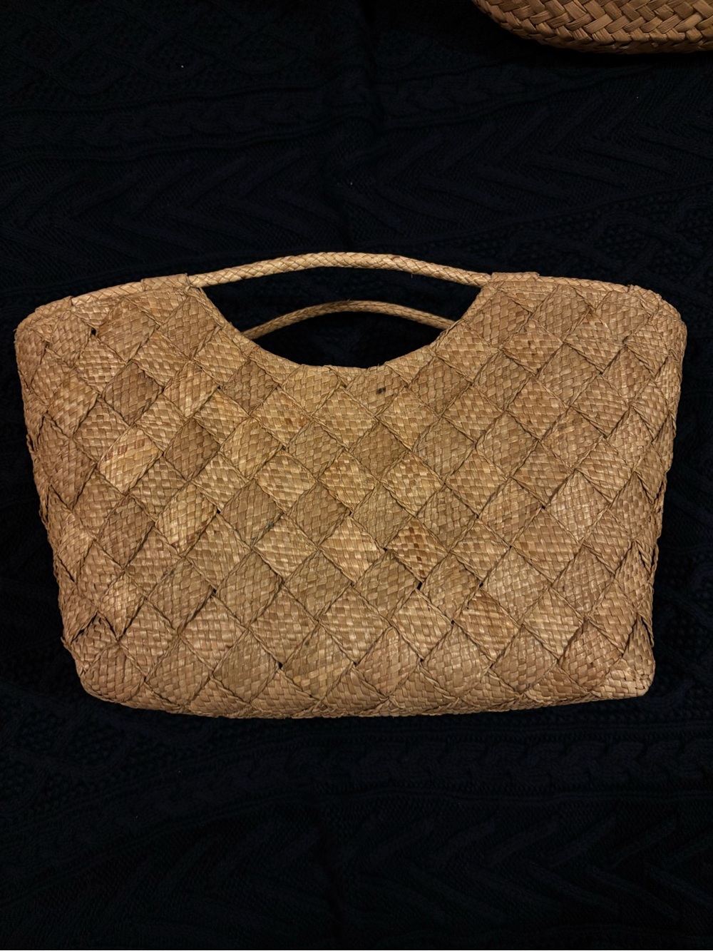 Woven Straw Tote Bag in Natural Brown - Lightweight Summer Carryall